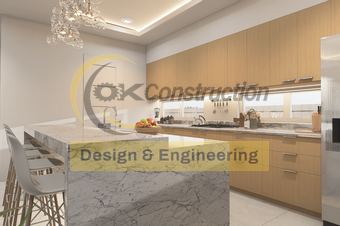Kitchen, range wall — rendering