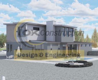 Rear terrace and pool — rendering