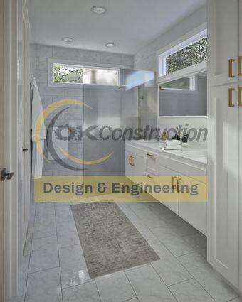 Primary bath, walk-in shower — rendering