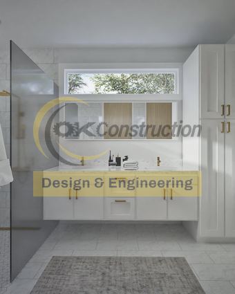 Primary bath, double vanity — rendering