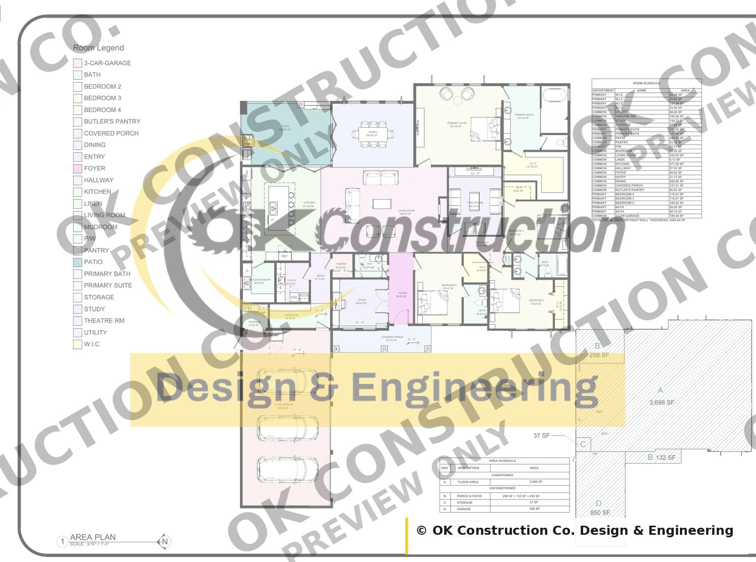 Area Plan — 5,017 sq ft under roof