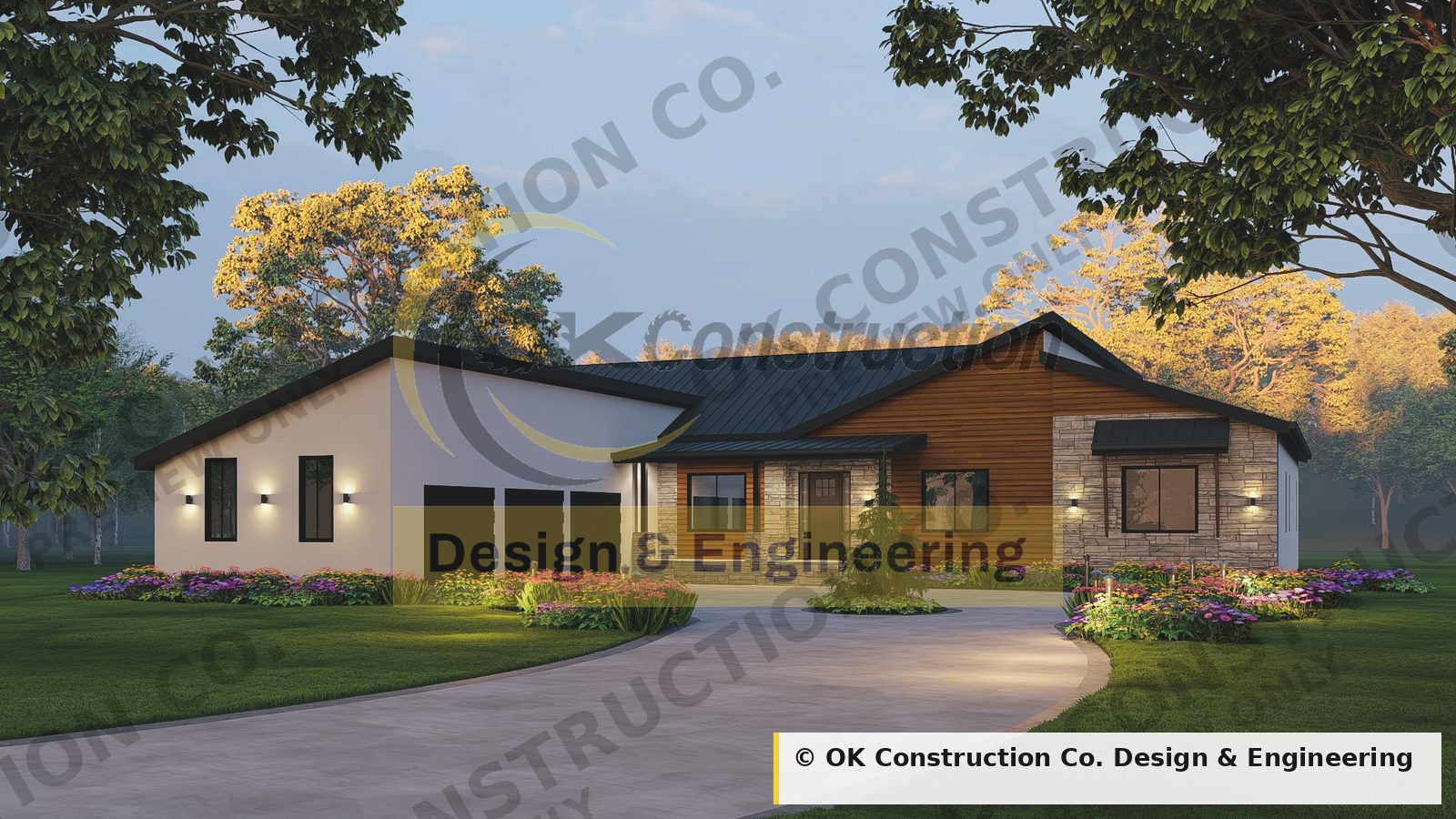 Front elevation and motor court — OKC-106, 26316 Romance Point