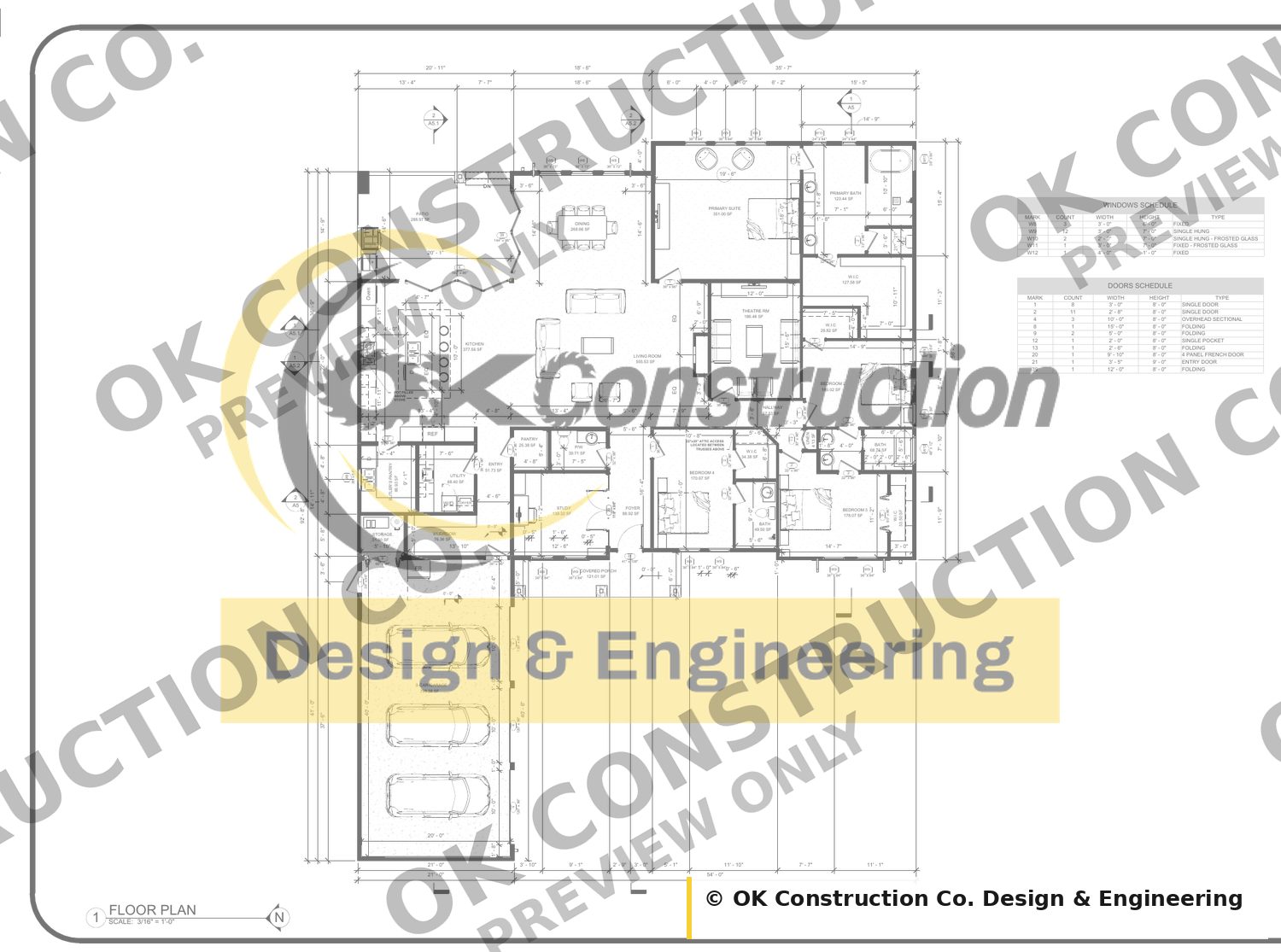 Floor Plan — 3,698 sq ft conditioned