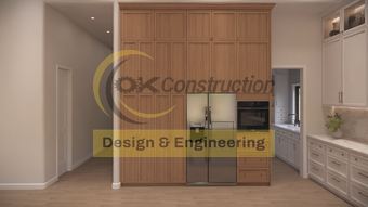 Tall pantry wall and refrigerator — rendering